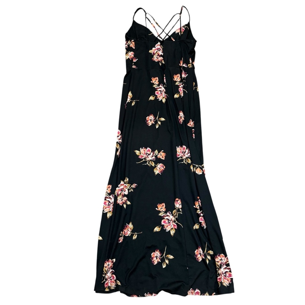 Nine Britton boho maxi dress black floral XL strappy sundress wedding guest - Picture 2 of 7